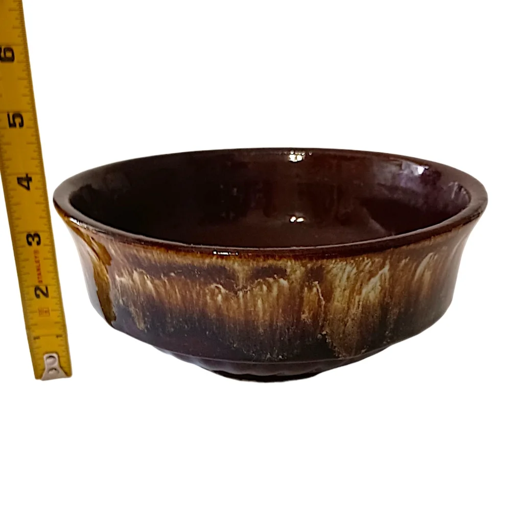 Roseville Robinson Ransbottom Bowl Brown Drip Glaze Mixing Pottery‎ USA Vintage